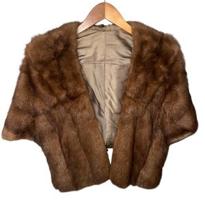 Elegant Brown Fur Women's Stole possibly mink